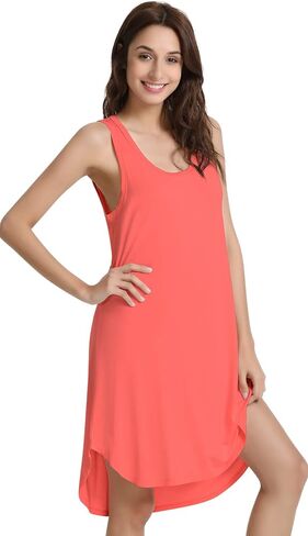 NACHILA Nightgowns for Women-Viscose Made from Bamboo, Sleeveless Night Dress Cool Sleepshirts Soft Sleepwear in Saudi Arabia