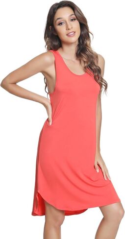 NACHILA Nightgowns for Women-Viscose Made from Bamboo, Sleeveless Night Dress Cool Sleepshirts Soft Sleepwear in Saudi Arabia