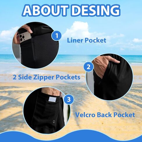 Srnede Mens Swim Trunks Swim Shorts Board Shorts Quick Dry Beach Shorts Swimwear Bathing Suits with Compression Line in Kuwait