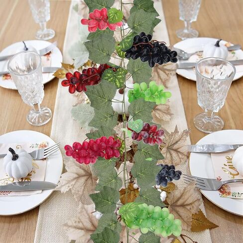 8 Bunches Artificial Grape with 6 Pcs Fake Grapes Vines Simulation Grapes Fruit Props for Indoor Wedding Party Cabinet Ornament Wall Decor in Kuwait
