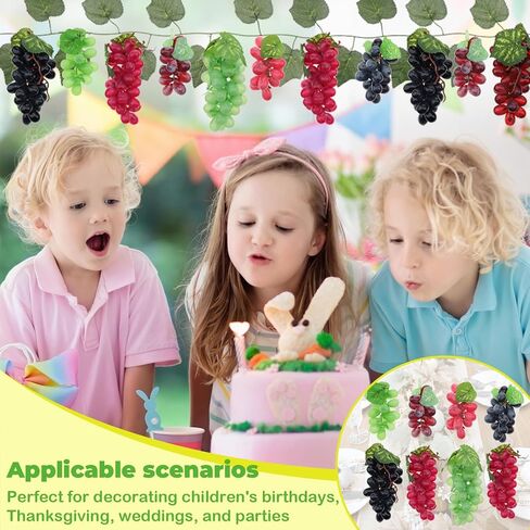 8 Bunches Artificial Grape with 6 Pcs Fake Grapes Vines Simulation Grapes Fruit Props for Indoor Wedding Party Cabinet Ornament Wall Decor in Kuwait