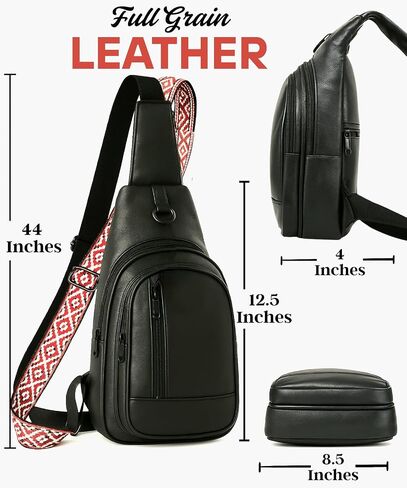 Genuine Leather Sling Bag for Men - Black Sling Purse, Leather Crossbody Bags for Men, Cross body bags for Women in Kuwait