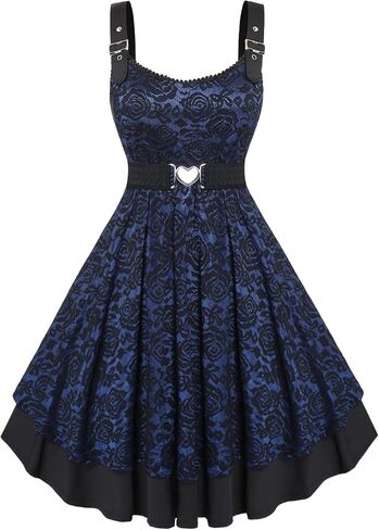ROSE GAL Women Plus Size 1950s Vintage Floral Lace Jacquard Belt Fit and Flare Dress Cocktail Party Dress in Saudi Arabia