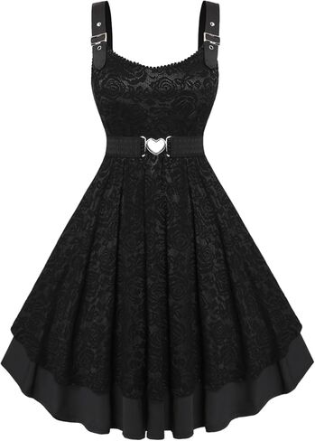 ROSE GAL Women Plus Size 1950s Vintage Floral Lace Jacquard Belt Fit and Flare Dress Cocktail Party Dress in Kuwait