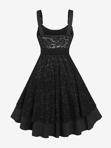 ROSE GAL Women Plus Size 1950s Vintage Floral Lace Jacquard Belt Fit and Flare Dress Cocktail Party Dress in Kuwait