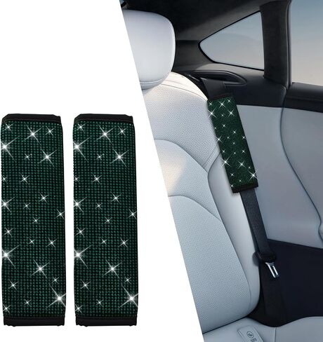 Bling Seat Belt Covers, Seat Belt Covers for Women, Car Seatbelt Shoulder Pads with Rhinestone, Car Interior Accessories Diamonds Glitter Seatbelt Cushions Universal Fit Auto Truck (Purple) in Kuwait