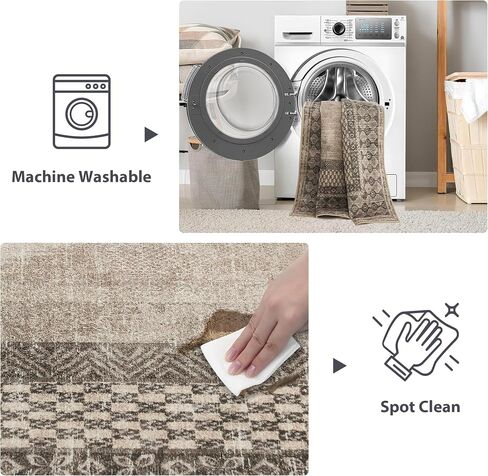 NICETOWN Sage Green Rug 2x3 Entryway Small Carpet Washable Thin Geometric Area Rug with Rubber Backing - 2x3 Boho Non-Slip Foyer Carpet for Kitchen Laundry Bathroom Bedroom in Saudi Arabia