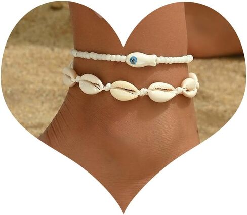 3 Pcs Shell Anklets Bracelets for Women Summer Sea Shell Starfish Ankle Bracelet Set Adjustable Handmade Boho Beaded Anklets Beach Surfer Foot Jewelry Accessories in Saudi Arabia