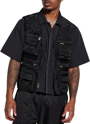 Fishing Vest for Men Casual Cargo Outerwear Work Outdoor Travel Lightweight Jacket with Pockets in Saudi Arabia