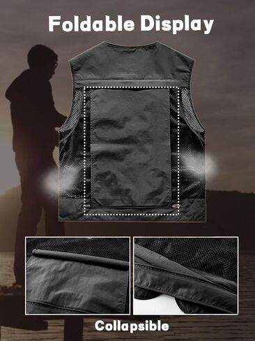 Fishing Vest for Men Casual Cargo Outerwear Work Outdoor Travel Lightweight Jacket with Pockets in Saudi Arabia