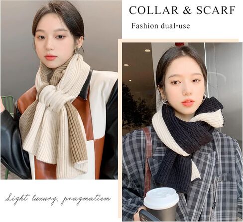 Winter Knitted Scarf Women Two-Color Rib Knit Keyhole Pull-Through Scarves Soft Cute Neck Warmer Collar Neckerchiefs in Saudi Arabia