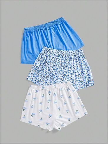 WDIRARA Women's 3 Piece Plaid Pajama Shorts Elastic Waist Letter Graphic Printed Tie Front Sleep Shorts in Saudi Arabia