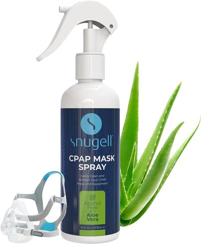 Snugell CPAP Cleaner Spray - Alcohol Free with Aloe Vera, Gentle Cleaner for Masks, Tubes & Machines for Best CPAP Cleaning - Easy to Use, Refreshes & Maintain your Equipment (16 floz bottle) (1-Pack) in Saudi Arabia