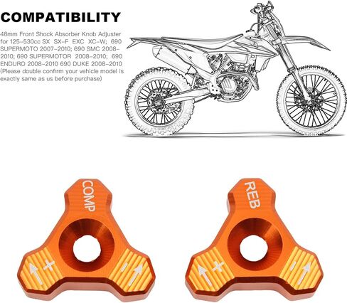 PowerMotor Motorcycle CNC 48mm Front Shock Absorber Fork Knob Adjuster Bolt For EXC SX SXF XCW XCF EXCF EXCR 125 150 250 300 350 400 450 500 525 Orange in Saudi Arabia