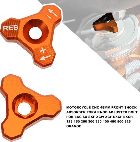 PowerMotor Motorcycle CNC 48mm Front Shock Absorber Fork Knob Adjuster Bolt For EXC SX SXF XCW XCF EXCF EXCR 125 150 250 300 350 400 450 500 525 Orange in Saudi Arabia