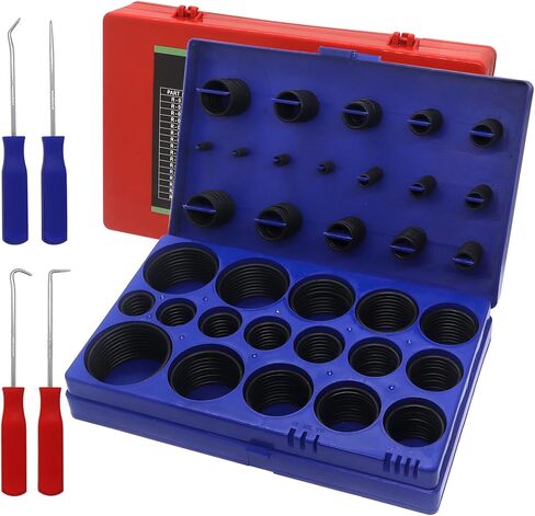 O Ring Kit, Inch & Metric Sizes, Nitrile-70A, Rubber Seals O Rings & 4 Pieces Orings Remover Tools in a Storage Case, for Faucet, Plumbing, Automotive (Red & Yellow Case) 786 Pieces in Saudi Arabia