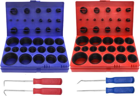 O Ring Kit, Inch & Metric Sizes, Nitrile-70A, Rubber Seals O Rings & 4 Pieces Orings Remover Tools in a Storage Case, for Faucet, Plumbing, Automotive (Red & Yellow Case) 786 Pieces in Saudi Arabia