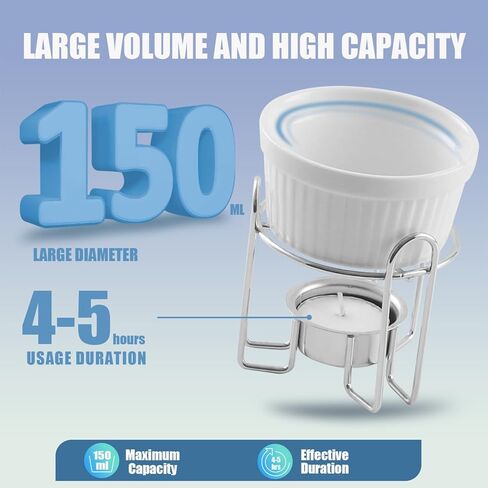 Artestia Butter Warmers for Seafood Set Of 4, Ceramic Candle Warmer, Melted Butter Cups for Lobster, Personal Fondue Set Melted Butter Cups for Seafood, Fondue(Black) in Kuwait