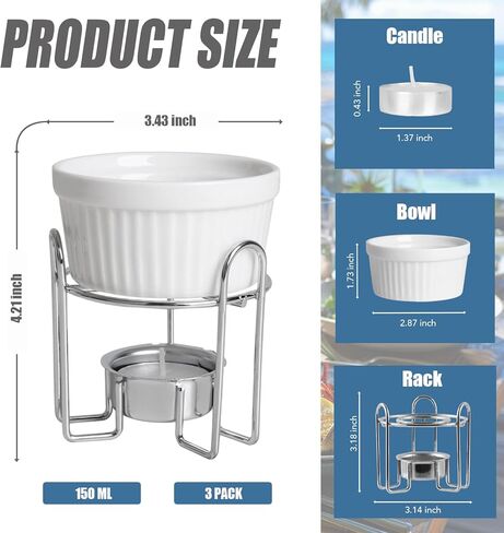 Artestia Butter Warmers for Seafood Set Of 4, Ceramic Candle Warmer, Melted Butter Cups for Lobster, Personal Fondue Set Melted Butter Cups for Seafood, Fondue(Black) in Kuwait