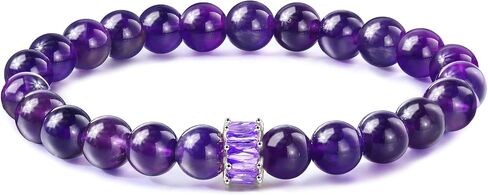 COCHARM Natural Stone Beads Bracelet Adjustable Amethyst Jewelry Beaded Bracelets Crystal Bracelet for Women Men Gifts 8mm in Saudi Arabia