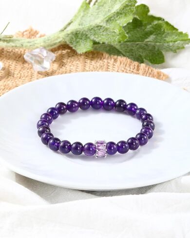COCHARM Natural Stone Beads Bracelet Adjustable Amethyst Jewelry Beaded Bracelets Crystal Bracelet for Women Men Gifts 8mm in Saudi Arabia