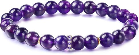 COCHARM Natural Stone Beads Bracelet Adjustable Amethyst Jewelry Beaded Bracelets Crystal Bracelet for Women Men Gifts 8mm in Saudi Arabia