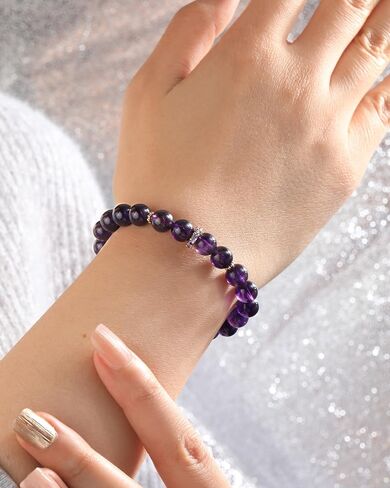 COCHARM Natural Stone Beads Bracelet Adjustable Amethyst Jewelry Beaded Bracelets Crystal Bracelet for Women Men Gifts 8mm in Saudi Arabia
