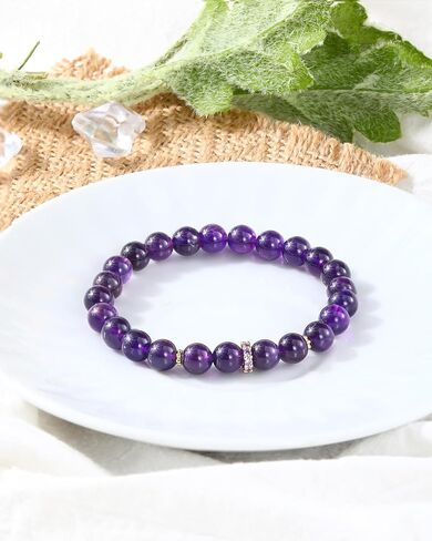 COCHARM Natural Stone Beads Bracelet Adjustable Amethyst Jewelry Beaded Bracelets Crystal Bracelet for Women Men Gifts 8mm in Saudi Arabia