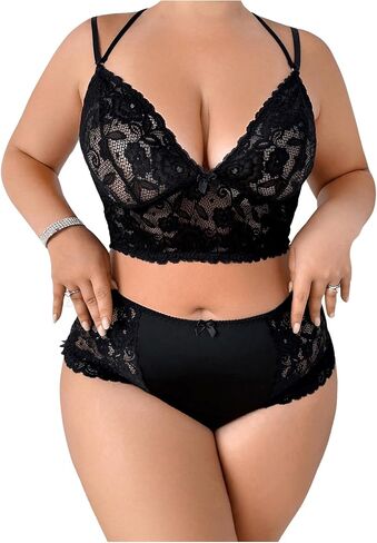 Soly Hux Women's Plus Lege Linger Lingerie مجموعة صدرية لاسلكية ومجموعات داخلية داخلية in Saudi Arabia