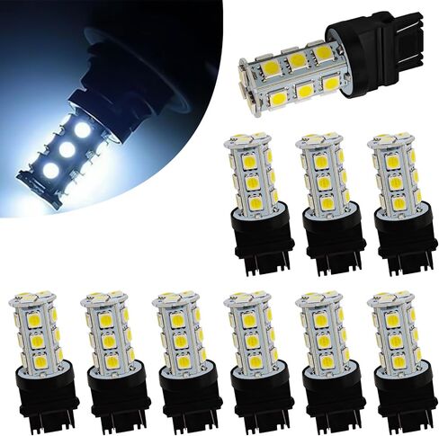 10pcs 3157 ضوء فرامل السيارة ، T25-5050-18SMD LED لمبة ، فائقة السوبر ساطعة 6500 كيلو واتية منخفضة طاقة انعكاس ضوء انعكاس مصباح ضوء لمبة ضوء البديل ، مناسبة لمعظم الطرز (أبيض) in Kuwait