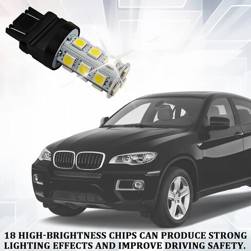 10pcs 3157 ضوء فرامل السيارة ، T25-5050-18SMD LED لمبة ، فائقة السوبر ساطعة 6500 كيلو واتية منخفضة طاقة انعكاس ضوء انعكاس مصباح ضوء لمبة ضوء البديل ، مناسبة لمعظم الطرز (أبيض) in Kuwait