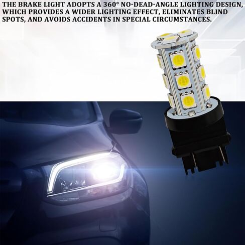 10pcs 3157 ضوء فرامل السيارة ، T25-5050-18SMD LED لمبة ، فائقة السوبر ساطعة 6500 كيلو واتية منخفضة طاقة انعكاس ضوء انعكاس مصباح ضوء لمبة ضوء البديل ، مناسبة لمعظم الطرز (أبيض) in Kuwait
