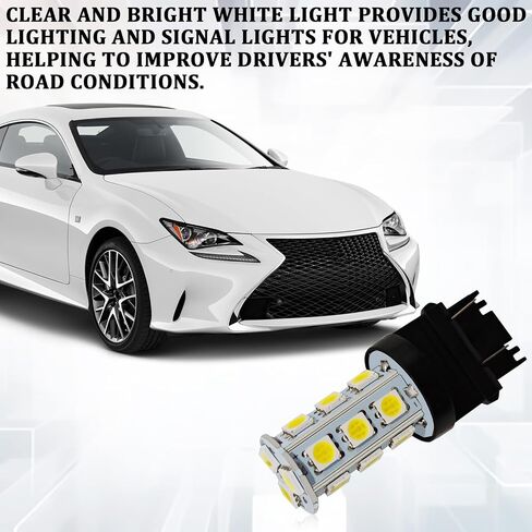 10pcs 3157 ضوء فرامل السيارة ، T25-5050-18SMD LED لمبة ، فائقة السوبر ساطعة 6500 كيلو واتية منخفضة طاقة انعكاس ضوء انعكاس مصباح ضوء لمبة ضوء البديل ، مناسبة لمعظم الطرز (أبيض) in Kuwait
