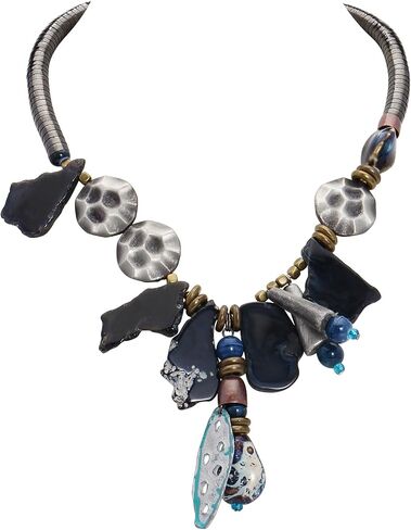 Bocar Statement Chunky Collar Necklace, Ceramic Agate Pendant Choker Necklace for Men Women in Saudi Arabia