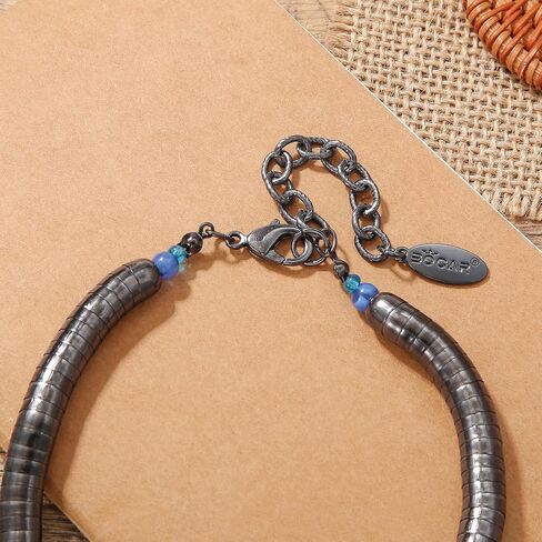 Bocar Statement Chunky Collar Necklace, Ceramic Agate Pendant Choker Necklace for Men Women in Saudi Arabia