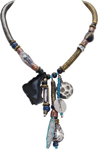 Bocar Statement Chunky Collar Necklace, Ceramic Agate Pendant Choker Necklace for Men Women in Saudi Arabia