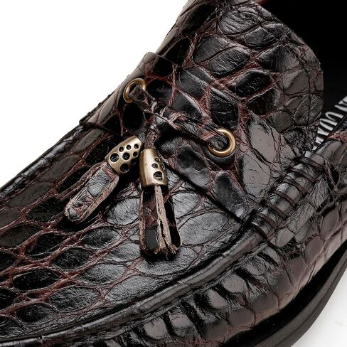 Premium Leather Tassel Loafer for Men, Classic Alligator Printed Thick Sole Dress Loafers Shoes for Mens in Saudi Arabia