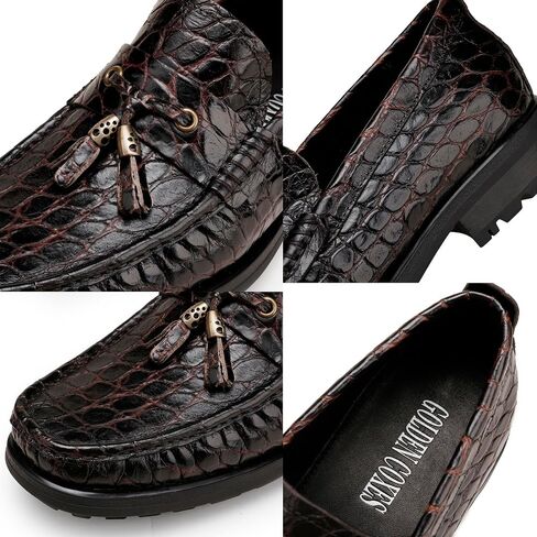 Premium Leather Tassel Loafer for Men, Classic Alligator Printed Thick Sole Dress Loafers Shoes for Mens in Saudi Arabia