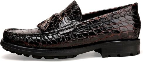 Premium Leather Tassel Loafer for Men, Classic Alligator Printed Thick Sole Dress Loafers Shoes for Mens in Saudi Arabia