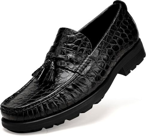 Premium Leather Tassel Loafer for Men, Classic Alligator Printed Thick Sole Dress Loafers Shoes for Mens in Saudi Arabia