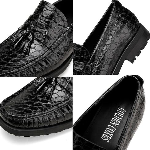 Premium Leather Tassel Loafer for Men, Classic Alligator Printed Thick Sole Dress Loafers Shoes for Mens in Saudi Arabia