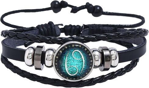 Zodiac Bracelet for Men Leather Zodiac Sign Bracelet Soul Guardian Bracelet Stackable Spirit Bracelet Handmade Braided Wrap Bracelet for Birthday Gift in Kuwait