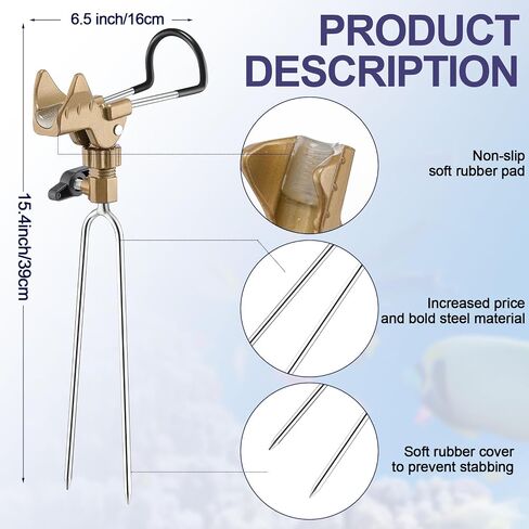 Libima 4 Pieces Fishing Rod Holders for Bank Fishing Upgraded Stainless Steel Fishing Pole Holders 360 Degree Adjustable Fishing Rod Stand for Men Father Ground Beach Fishing Equipment Birthday Gift in Saudi Arabia