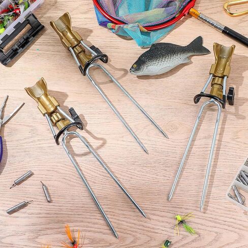 Libima 4 Pieces Fishing Rod Holders for Bank Fishing Upgraded Stainless Steel Fishing Pole Holders 360 Degree Adjustable Fishing Rod Stand for Men Father Ground Beach Fishing Equipment Birthday Gift in Saudi Arabia