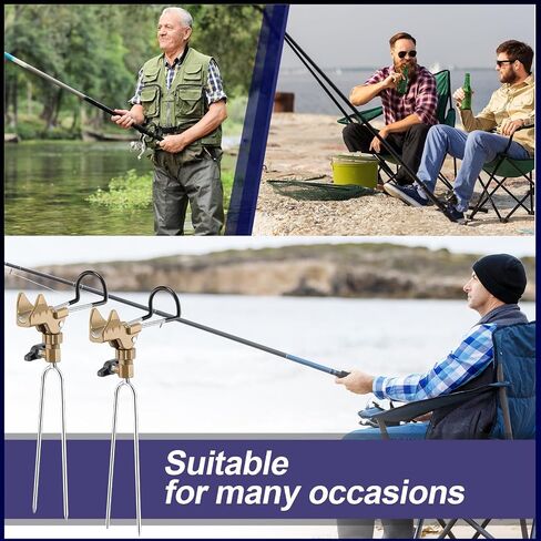 Libima 4 Pieces Fishing Rod Holders for Bank Fishing Upgraded Stainless Steel Fishing Pole Holders 360 Degree Adjustable Fishing Rod Stand for Men Father Ground Beach Fishing Equipment Birthday Gift in Saudi Arabia
