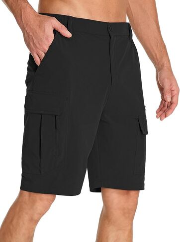 Yevtel Mens Hiking Shorts Safari Quick Dry Cargo Short for Men Stretch Waist Lightweight Fishing Shorts for Men in Kuwait