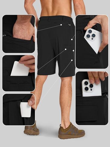 Yevtel Mens Hiking Shorts Safari Quick Dry Cargo Short for Men Stretch Waist Lightweight Fishing Shorts for Men in Kuwait