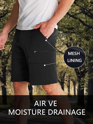 Yevtel Mens Hiking Shorts Safari Quick Dry Cargo Short for Men Stretch Waist Lightweight Fishing Shorts for Men in Kuwait