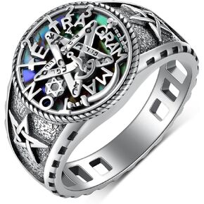 Tetragrammaton Ring 925 Sterling Sliver Pentagram Ring for Men Tetragrammaton Jewelry Gift for Men
