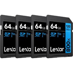 ليكسار بطاقة ذاكرة 64GB عالية الاداء 800x UHS-I SDHC سلسلة بلو - (عبوة من قطعتين) in Kuwait